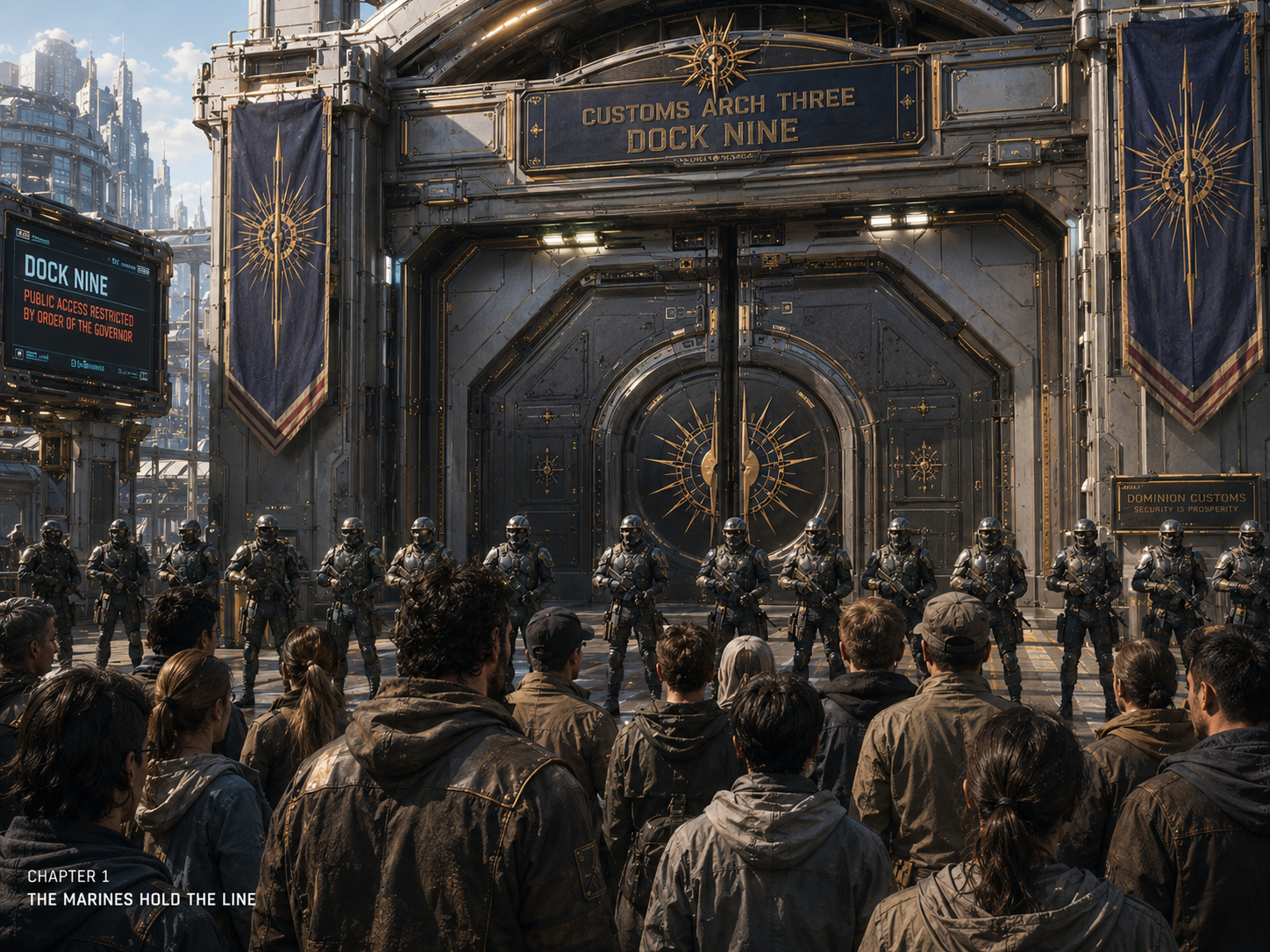 Dominion marines at Customs Arch Three